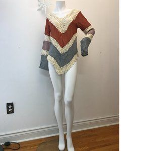 Boho Bohemian Crochet Crepe Coverup Swim Beach Tunic Dress Free People Copy NWOT